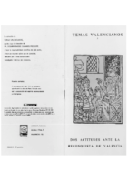 Dos actitudes ante la reconquista de Valencia (Antonio Ubieto Arteta, 1977)