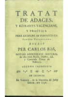 Tratat de Adages y Refranys Valencians (Carlos Ros,1736)