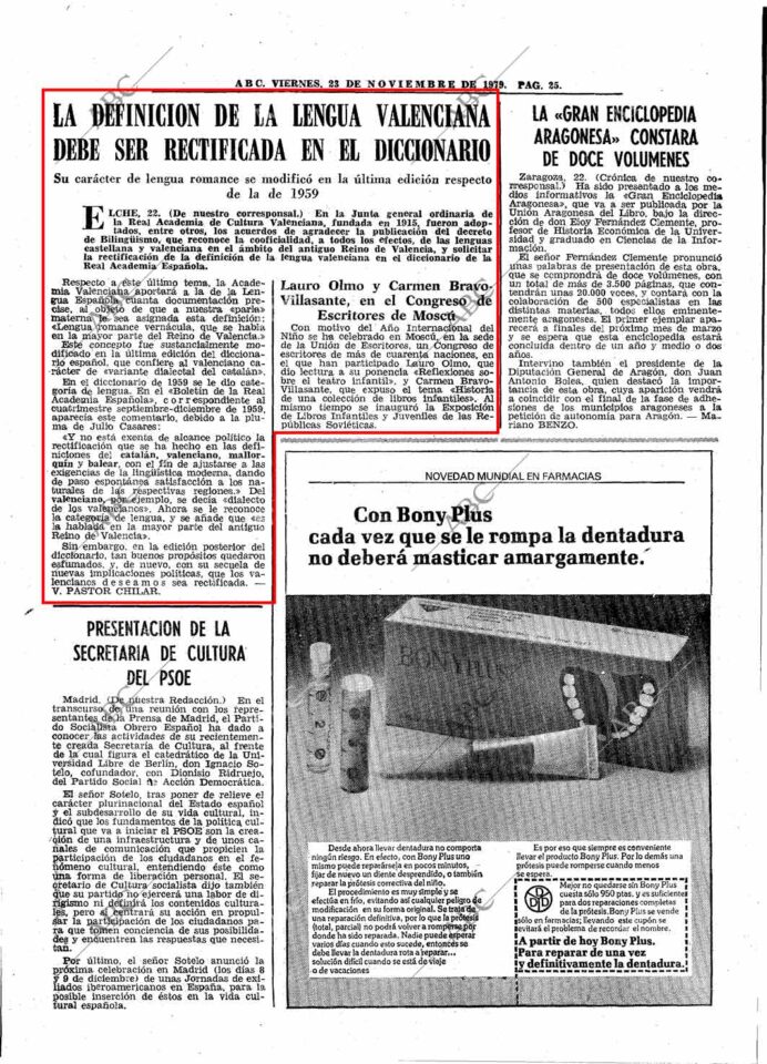 1979 11 23 ABC La Definición De La Lengua Valenciana Debes Ser Reciticada 1979 11 23 ABC La Definición De La Lengua Valenciana Debes Ser Reciticada