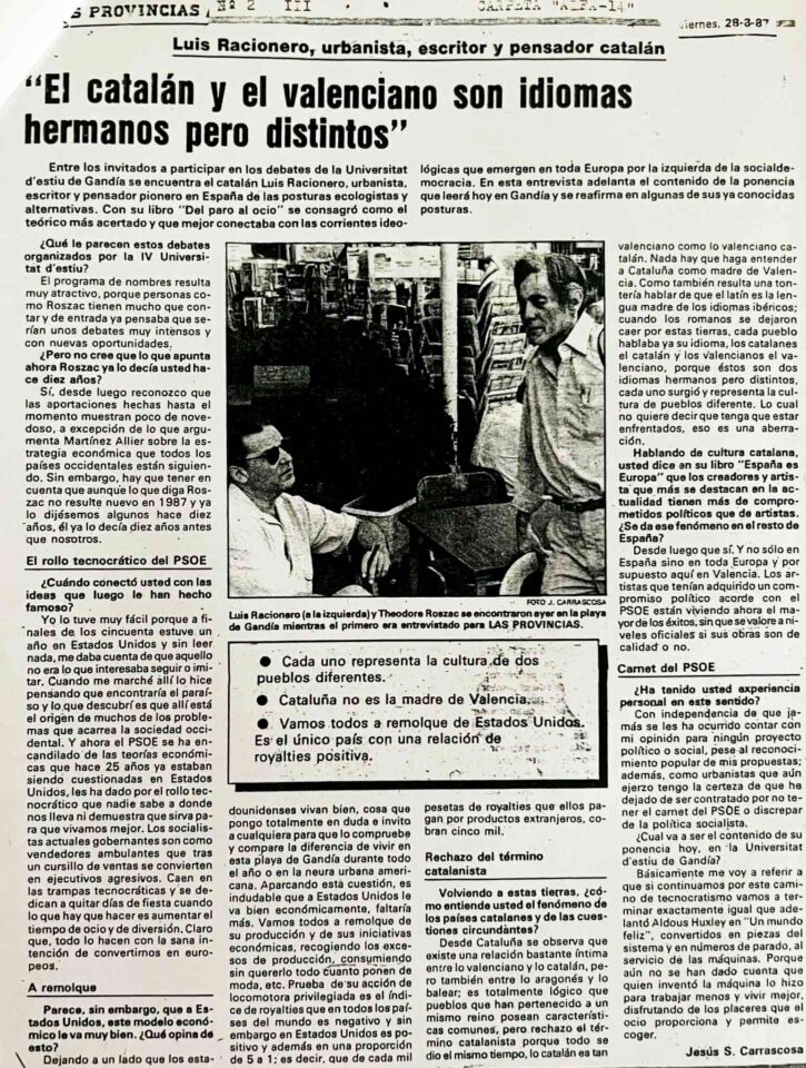 1987 3 28 Las Provincias Jesus S Carrascosa El Catalán Y El Valenciano Son Distintos 1987 3 28 Las Provincias Jesus S Carrascosa El Catalán Y El Valenciano Son Distintos