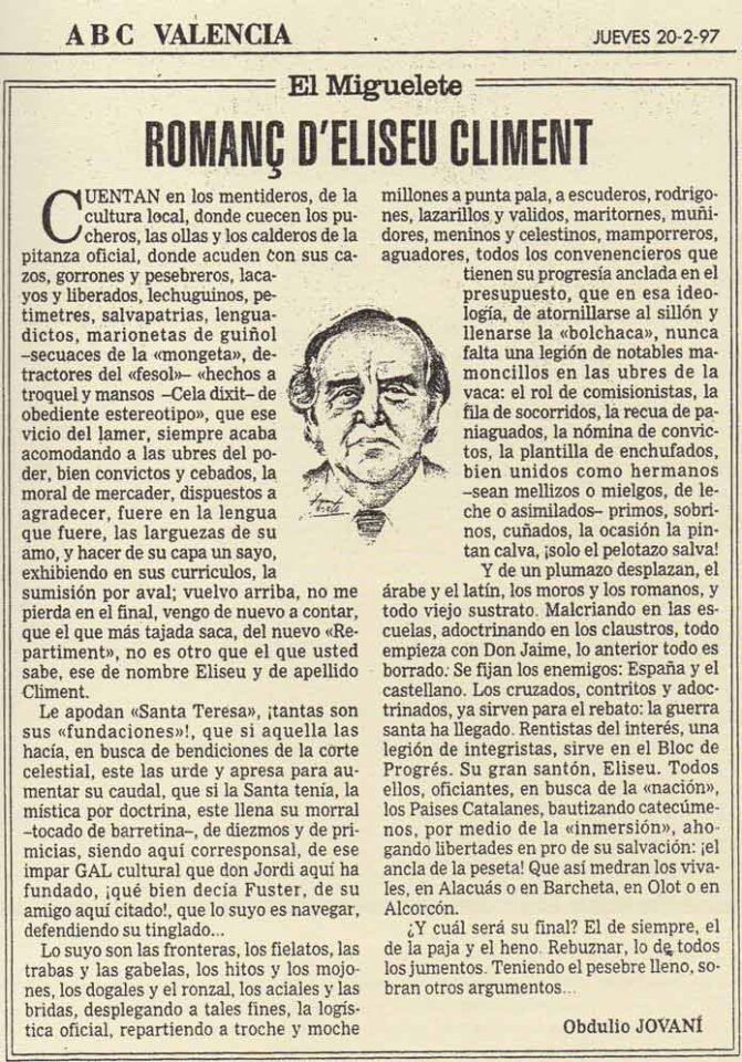 1997 02 20 - ABC VALENCIA - Romanç d'Eliseu Climent 1997 02 20 - ABC VALENCIA - Romanç d'Eliseu Climent