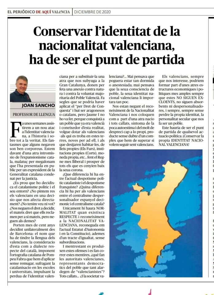 2020 12 El Periodico De Aquí Valéncia Conservar L'identitat Valenciana Joan Sancho 2020 12 El Periodico De Aquí Valéncia Conservar L'identitat Valenciana Joan Sancho